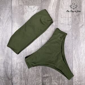 Pink Queen High Waist Bandeau Bikini Swimsuit Size L